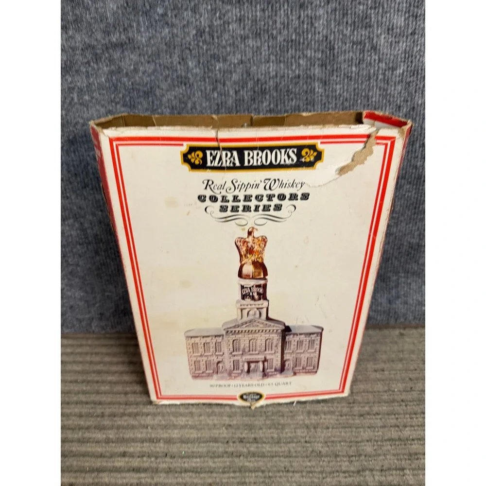 Ezra Brooks Whiskey Decanter NH State House Sesquicentennial Heritage China Box